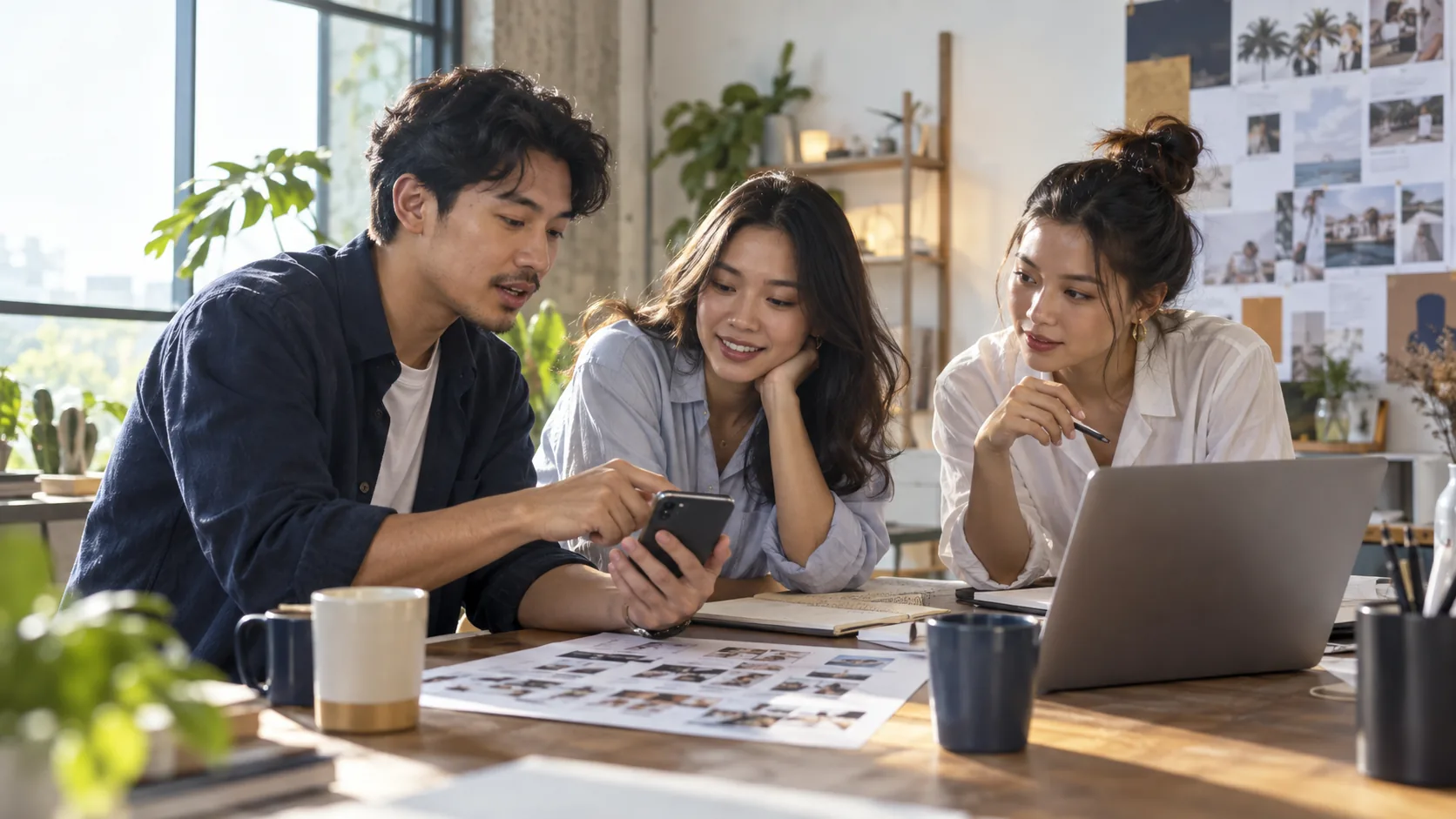 A creator campaign team reviewing content together
